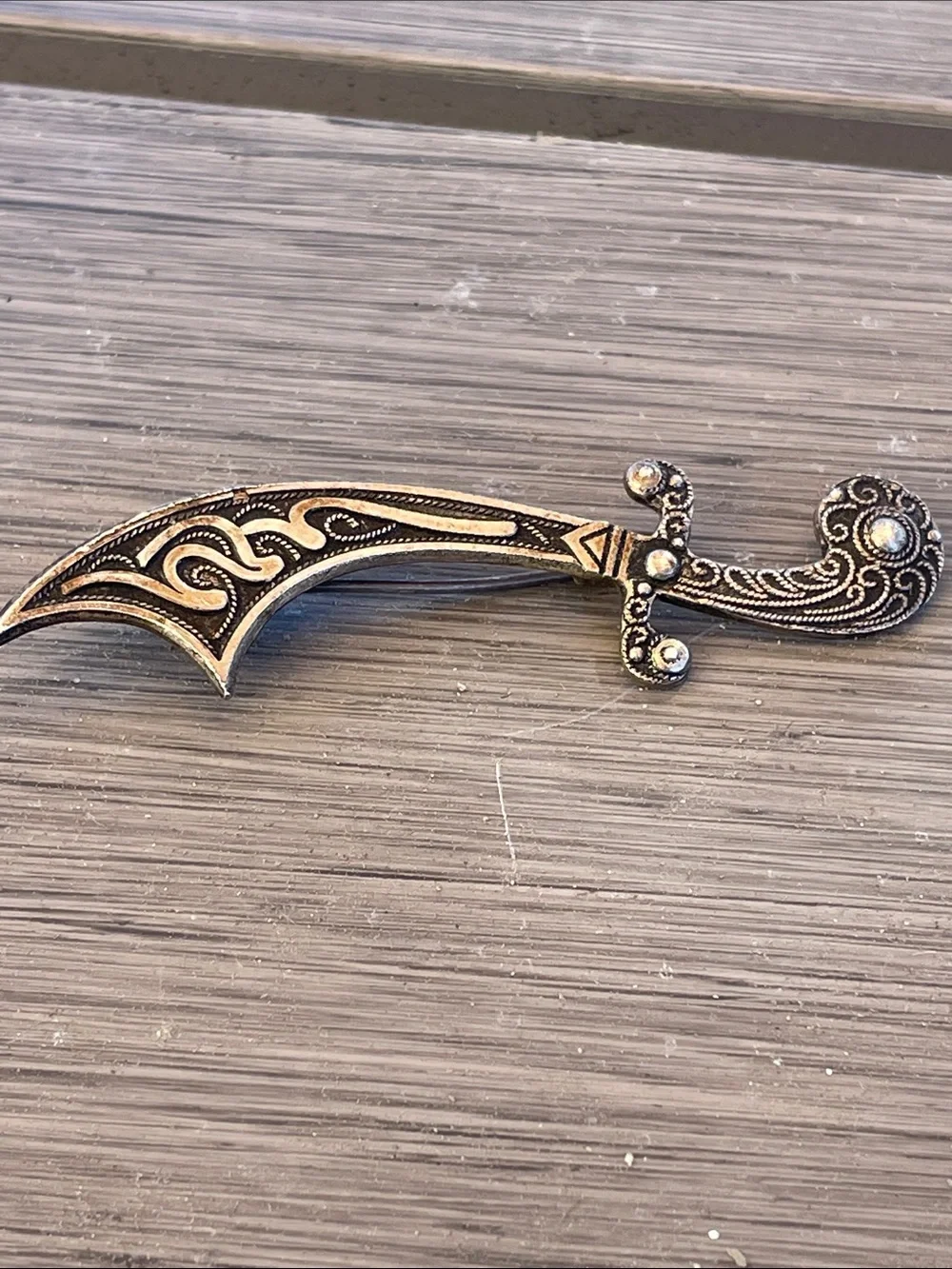 Spanish Decorative Dagger Pin in Metallic Tones